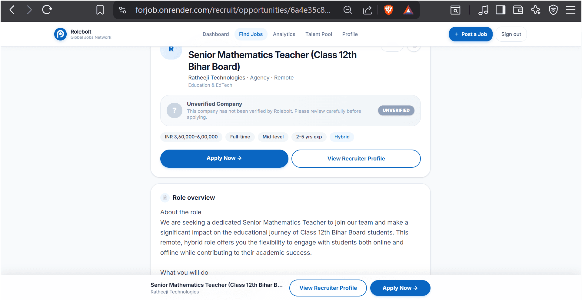 Job Listing Page