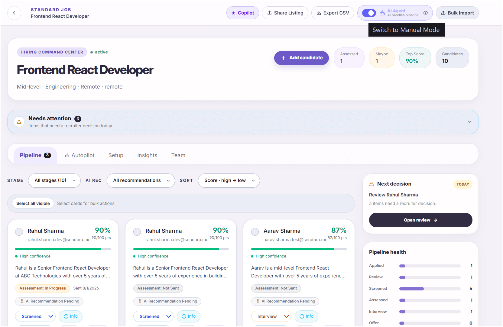 Rolebolt candidate pipeline for applicant tracking