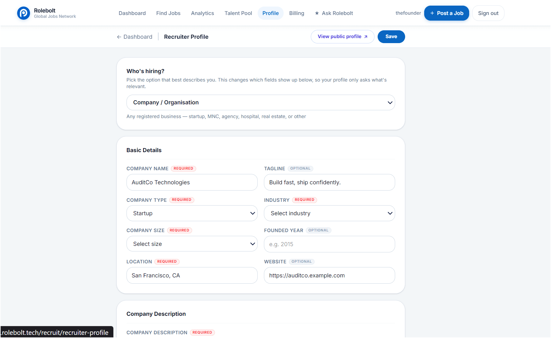 Recruiter Profile Details