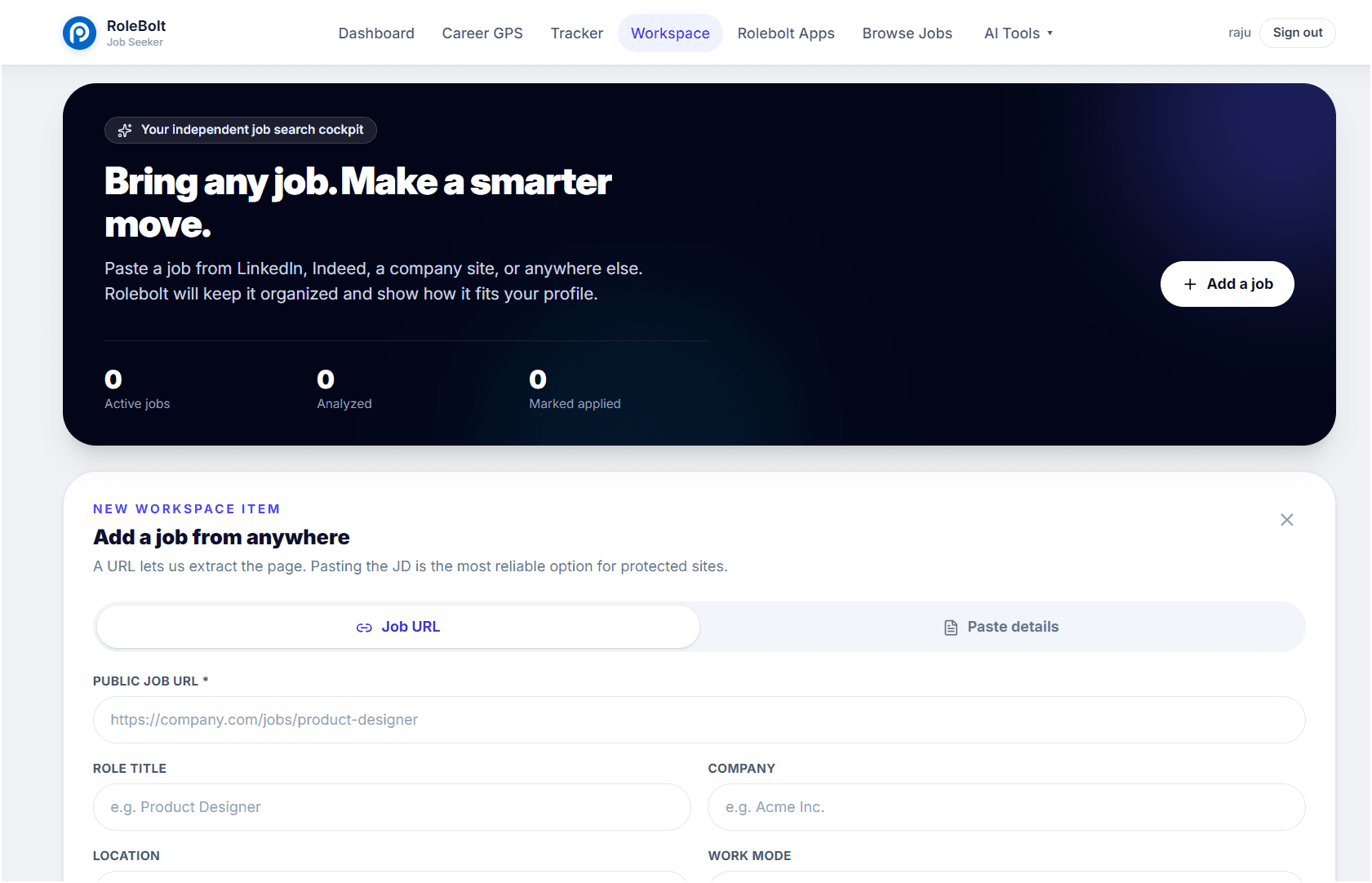 Universal Job Workspace